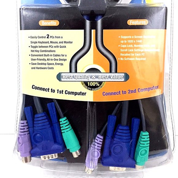 Linksys Integrated KVM 2 Port Switch KVM2KIT Built In Cables Control 2 PC Cisco - Picture 3 of 6